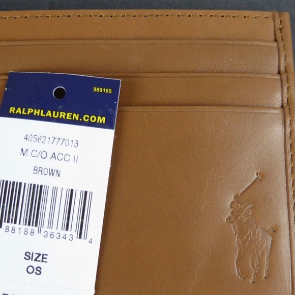 Polo Ralph Lauren Card Case Wallet Tan Leather NWT - Picture 5 of 5